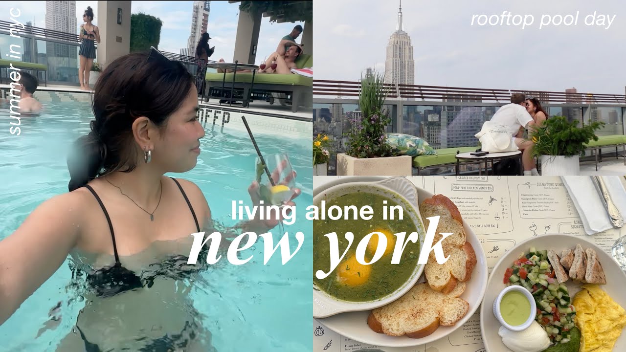LIVING ALONE IN NYC | best rooftop pool, summer in the city, pride day