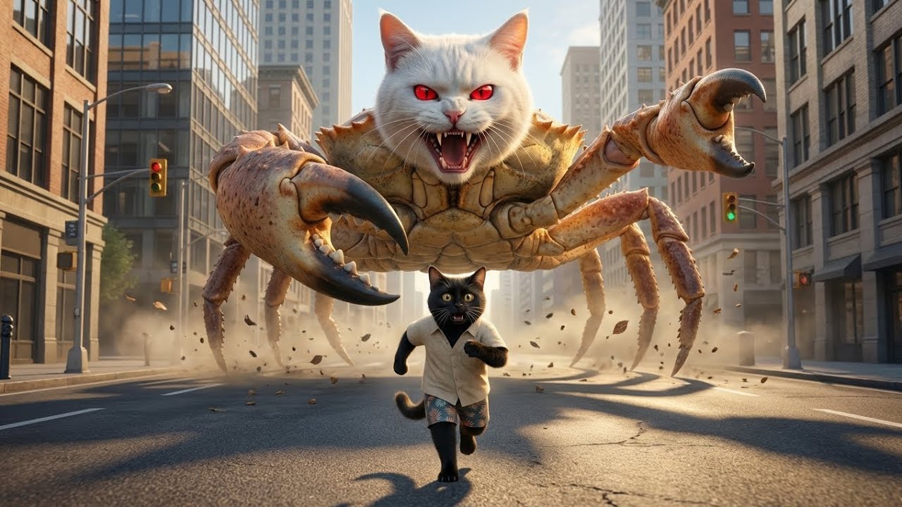 😼AI cat story: 🙀OMG! 😰 The kitten Was attacked by Poisonous  Crab While playing 