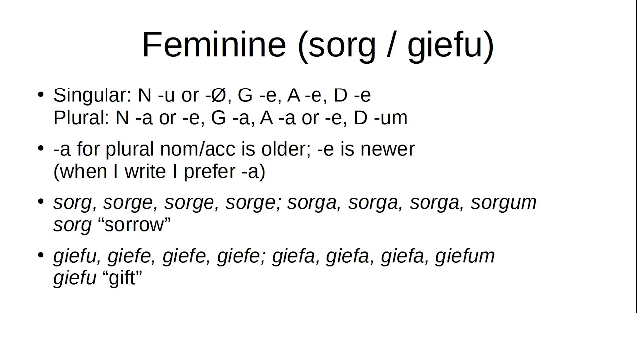 Old English Declensions 1: Strong Nouns