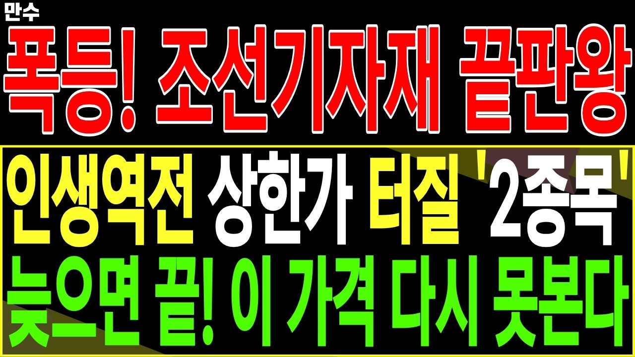 [조선 대장주 주가전망] 인생역전 상한가 터질 '2종목' 늦으면 끝! 이 가격 다시 못 본다 | 디에스황제주식TV 만수