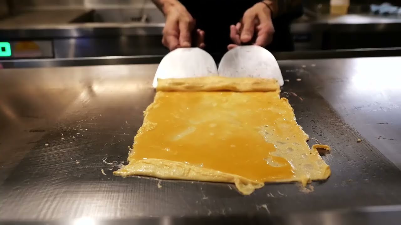 Japanese Food   The BEST OMELETTE OKONOMIYAKI! Teppan Dining By The Way Tokyo Japan