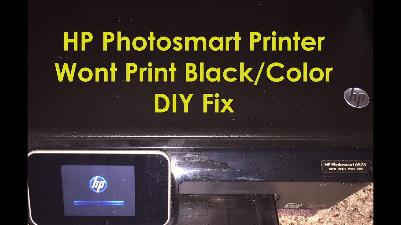 HP Photosmart 6525 6520 Printer Not Printing Black Ink -  HP Photosmart Printer Not Printing