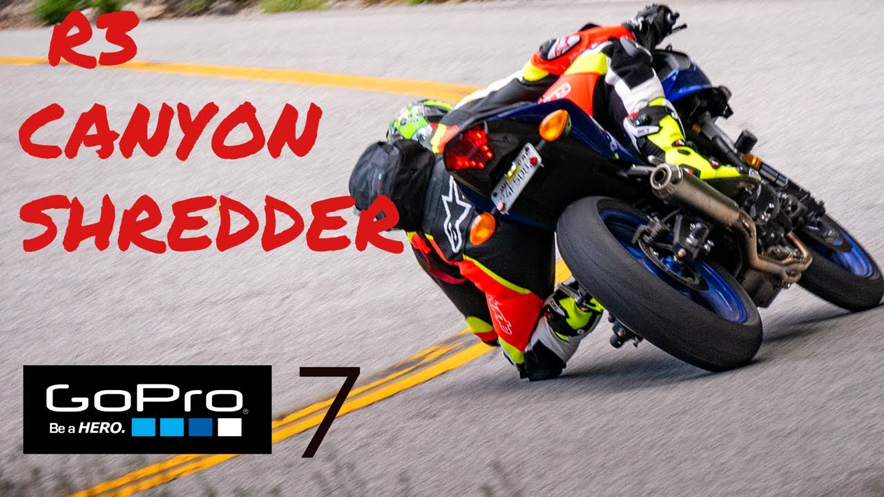 Yamaha R3 shreds the canyon while a Yamaha FZ1 tries to keep up!   How smooth is hypersmooth??