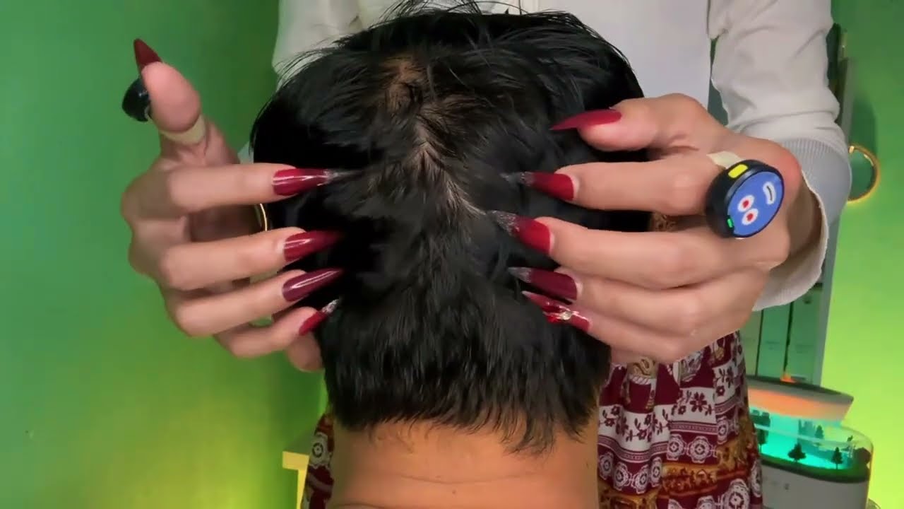 ASMR Relaxing Scalp Massage with Long Nails (No Talking)