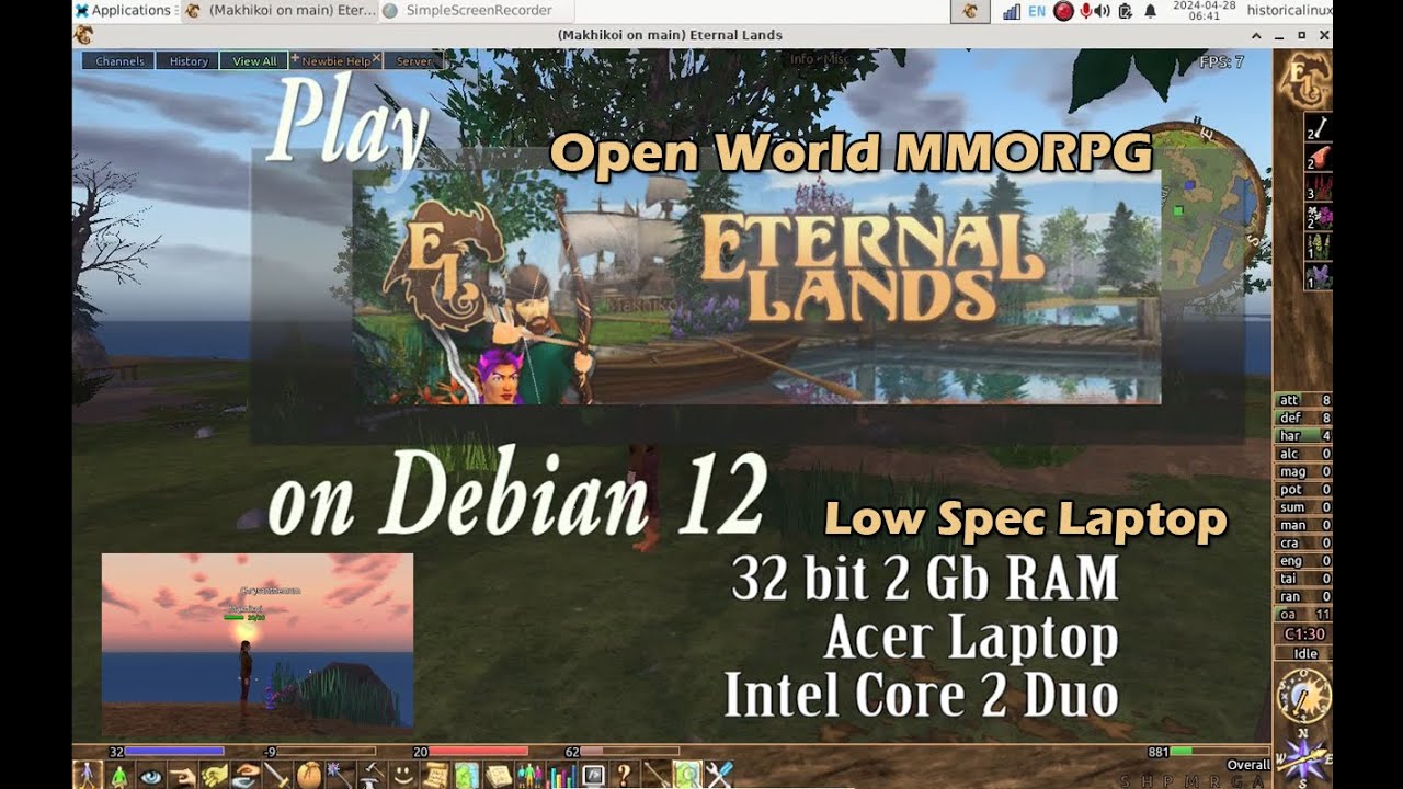 Linux Game Review | ETERNAL LANDS | MMoRPG 32bit 2 Gb RAM