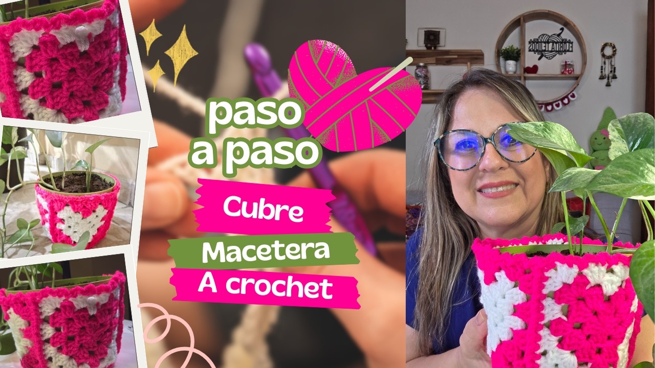 Cómo hacer un cubre macetero a crochet de corazón ❤️ | Regalo fácil para San Valentín