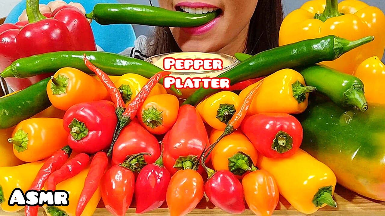 ASMR PEPPER PLATTER (Spicy & Sweet Peppers) Extreme Crunchy Eating Sounds