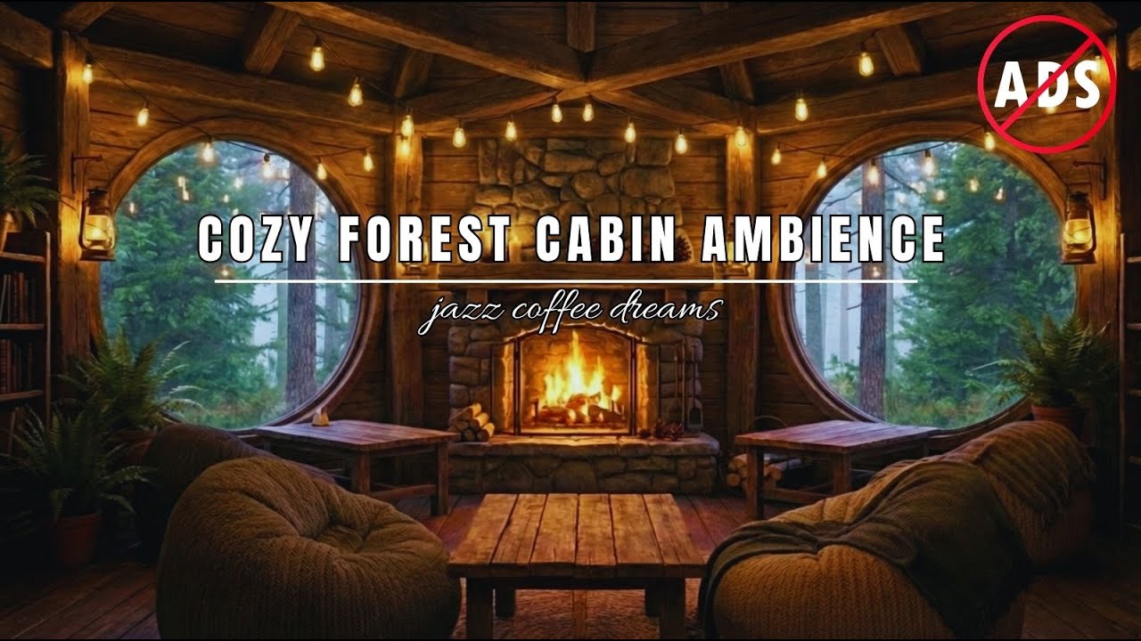 Cozy Forest Cabin Ambience 🌲🔥 Fireplace Glow, Wooden Interior & Calm Nature Sounds