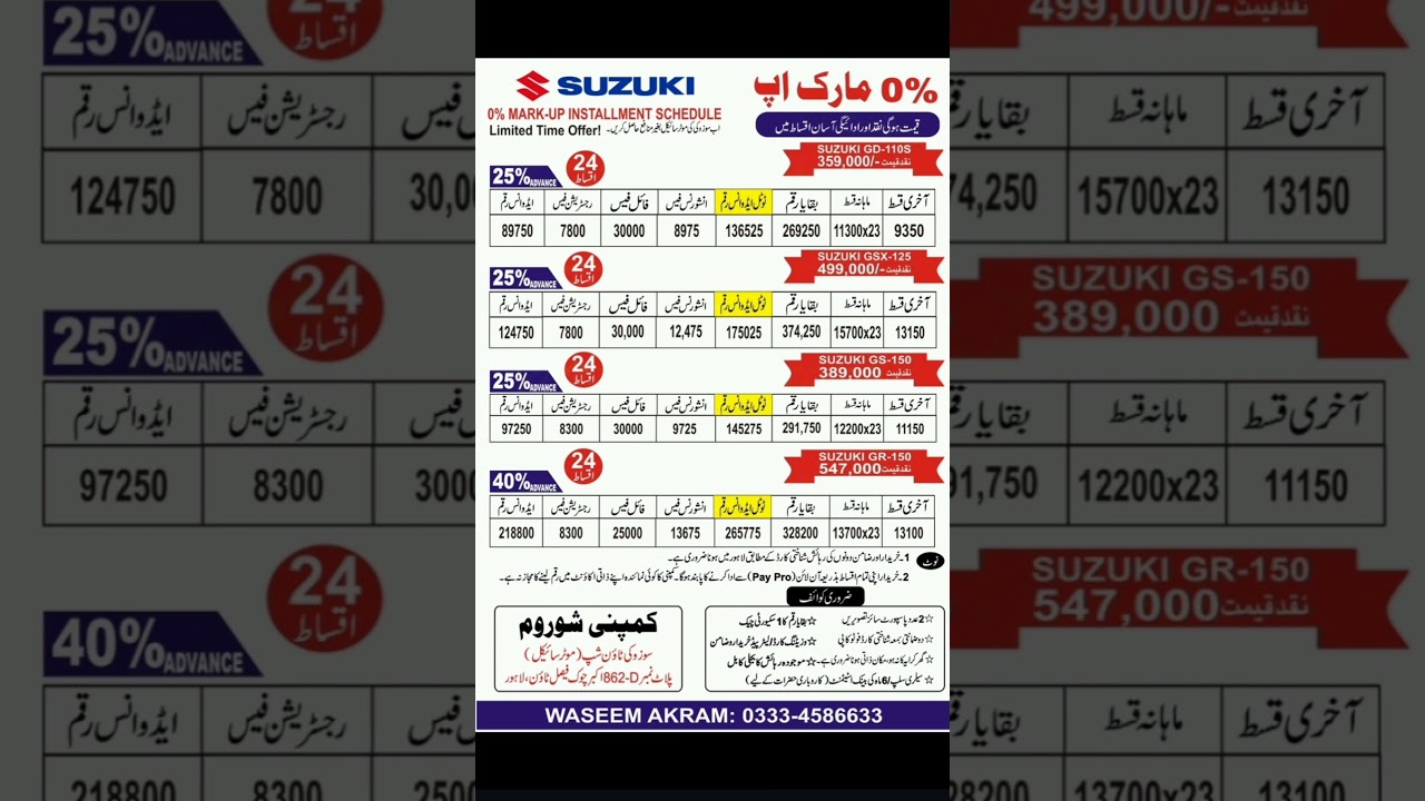 24 installments with o% mark up .