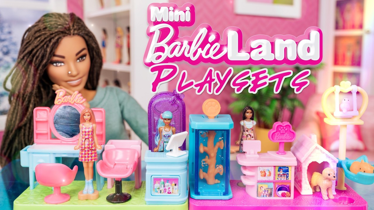 NEW Mini BarbieLand Play Sets?! Salon, Pet Shop, Beach | Dolls for Dolls