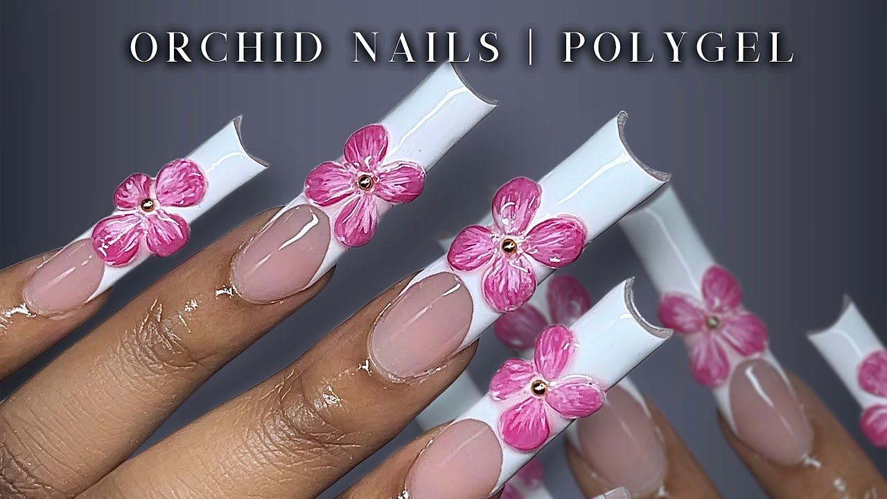 SPRING ORCHID POLYGEL NAILS🌺🫧✨ 3D Flowers + 90s French