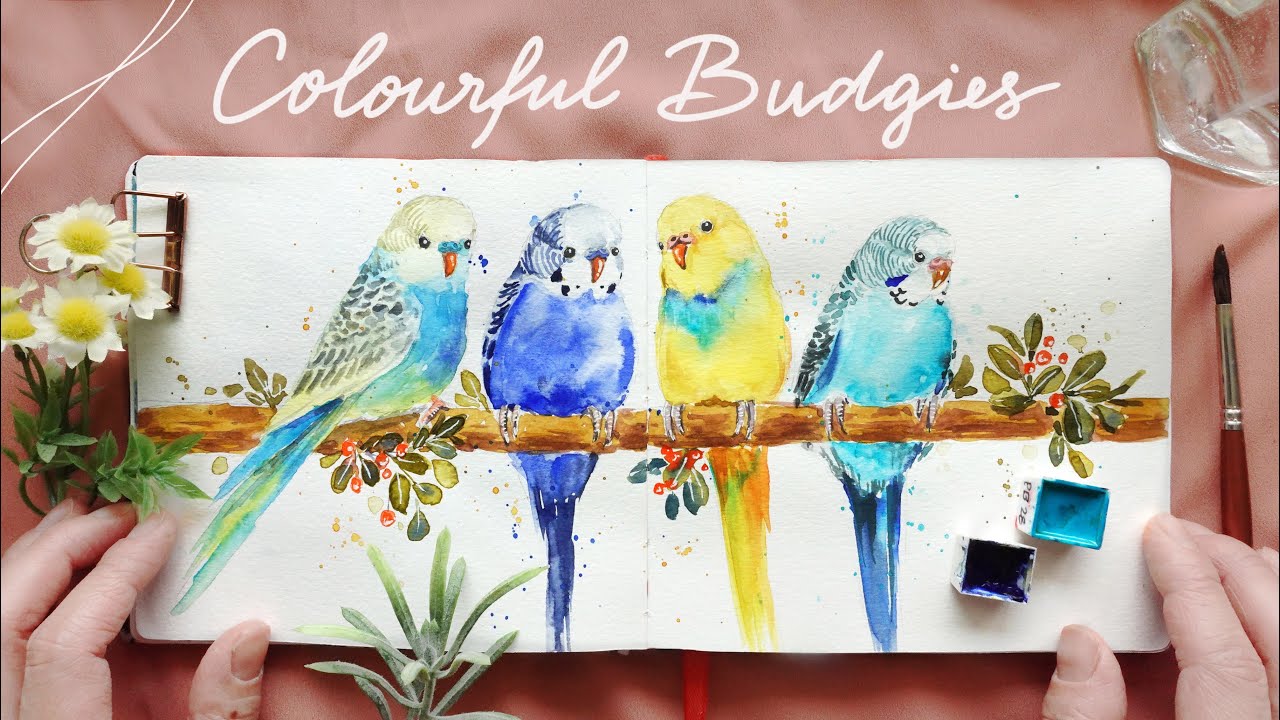 Colourful Budgies: Watercolor Tutorial