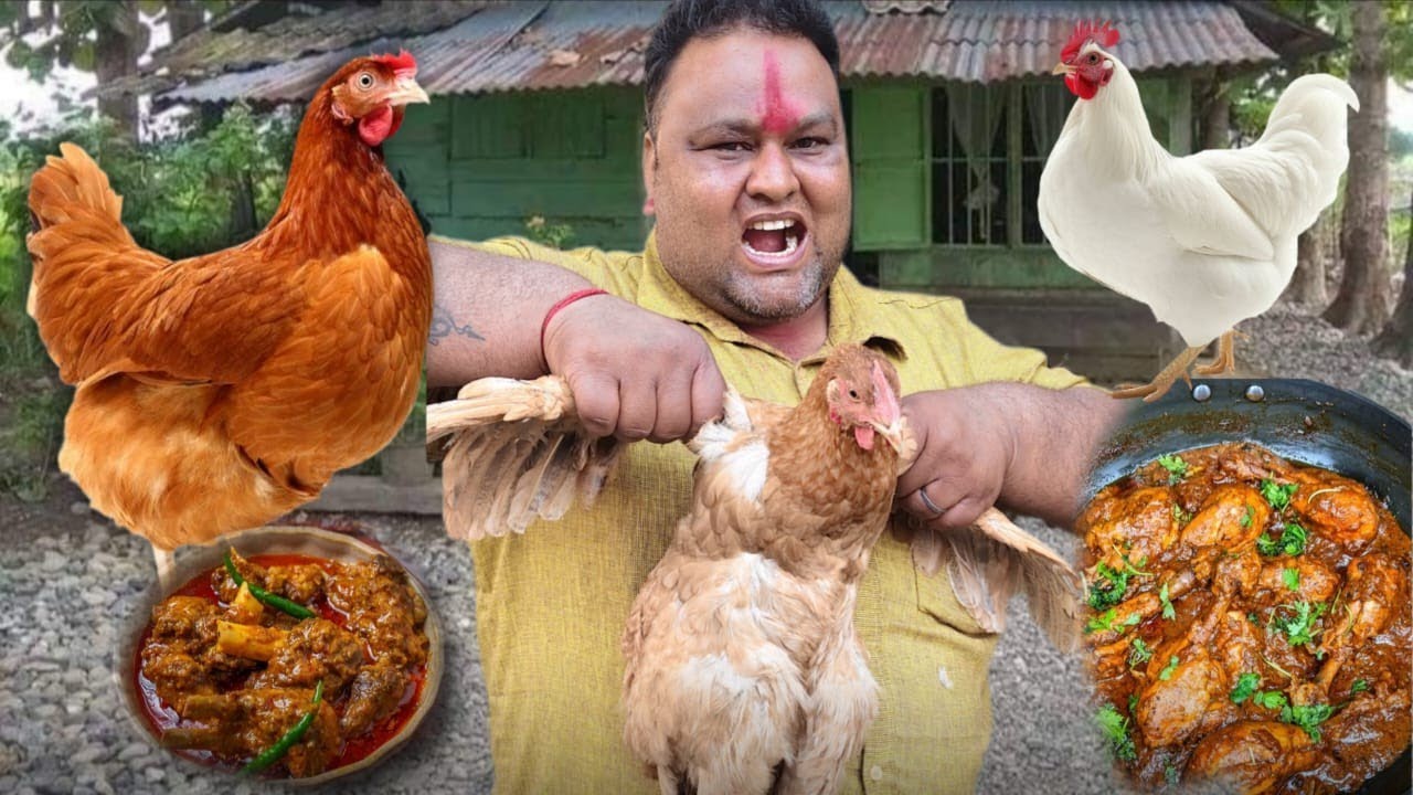 Village Famous RED COUNTRY Chicken Curry Eating with Rice | Village Cooking | Motu Lal