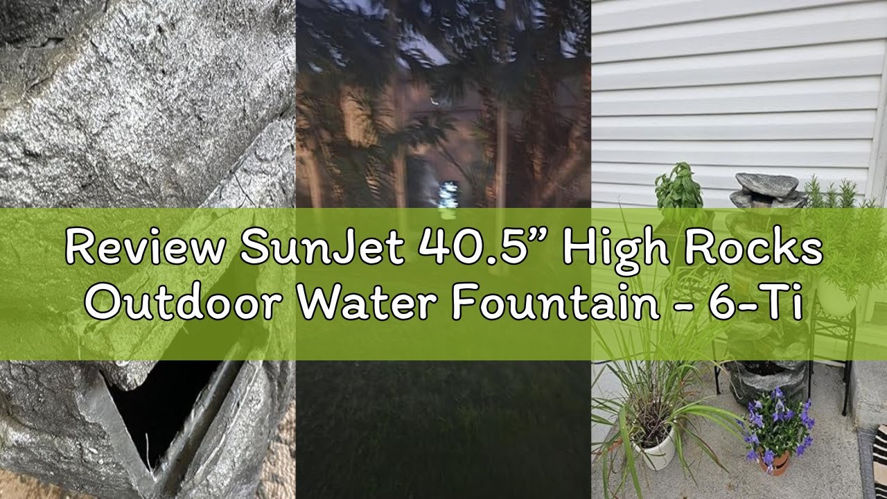 Review SunJet 40.5” High Rocks Outdoor Water Fountain - 6-Tiers Cascading Waterfall with LED Lights,