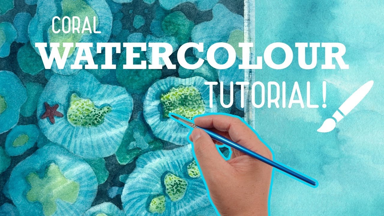 How to Paint Coral in Watercolor | Easy Top-Down Ocean View