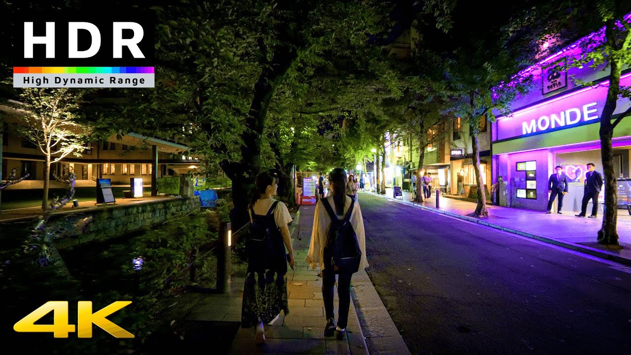 【4K HDR】Night Walk in Kyoto Pontocho Alley (京都散歩) - Summer 2020