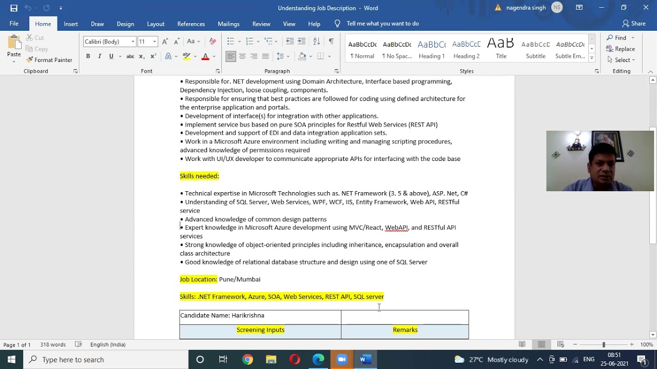 Understanding Job Description