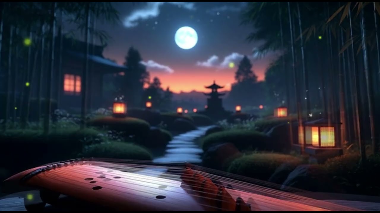 A Quiet Night in a Moonlit Japanese Garden 🌕 | ASMR Ambience for Deep Sleep & Focus | 1 Hour