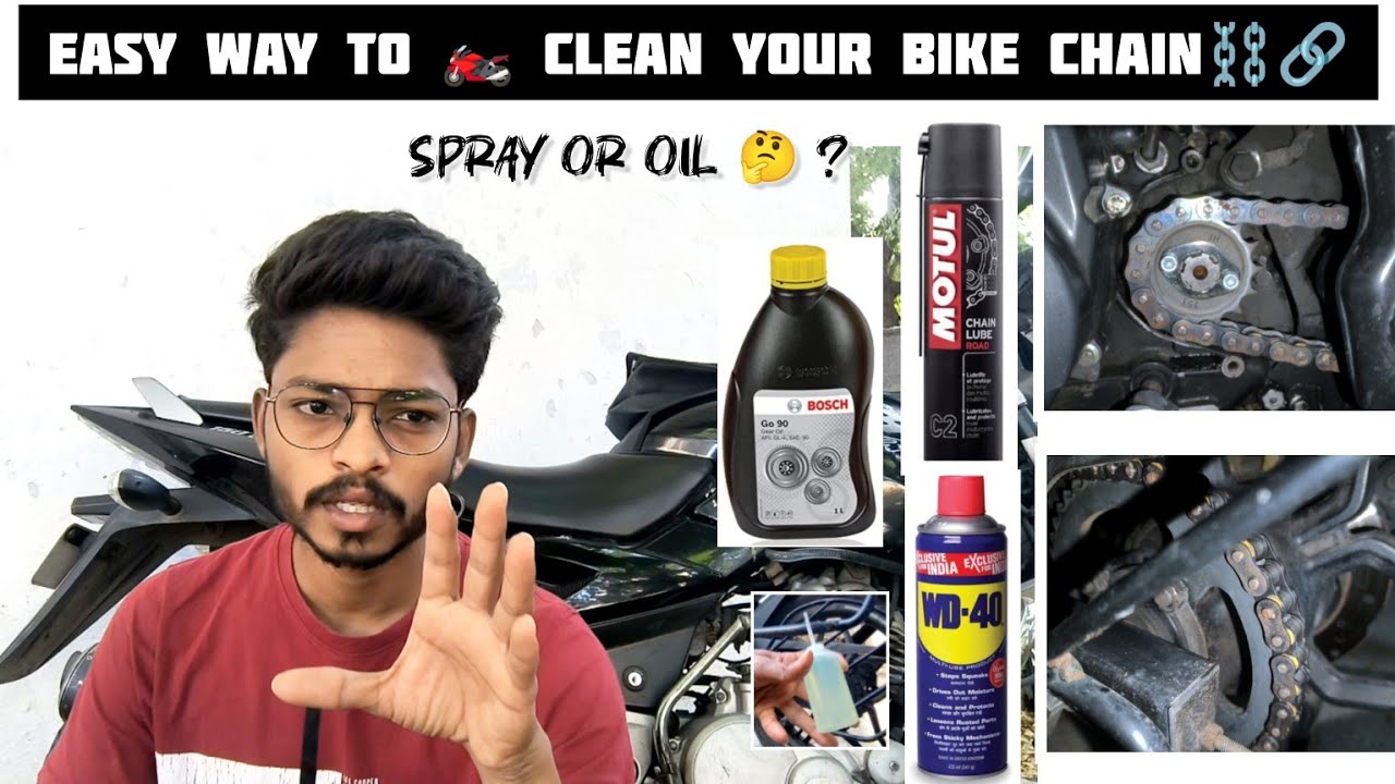 HOW TO CLEAN & LUBE BIKE CHAIN⛓️ IN EASY WAY?⛽| 90 GEAR OIL| MOTUL SPRAY| WD-40 #chain #cleaning