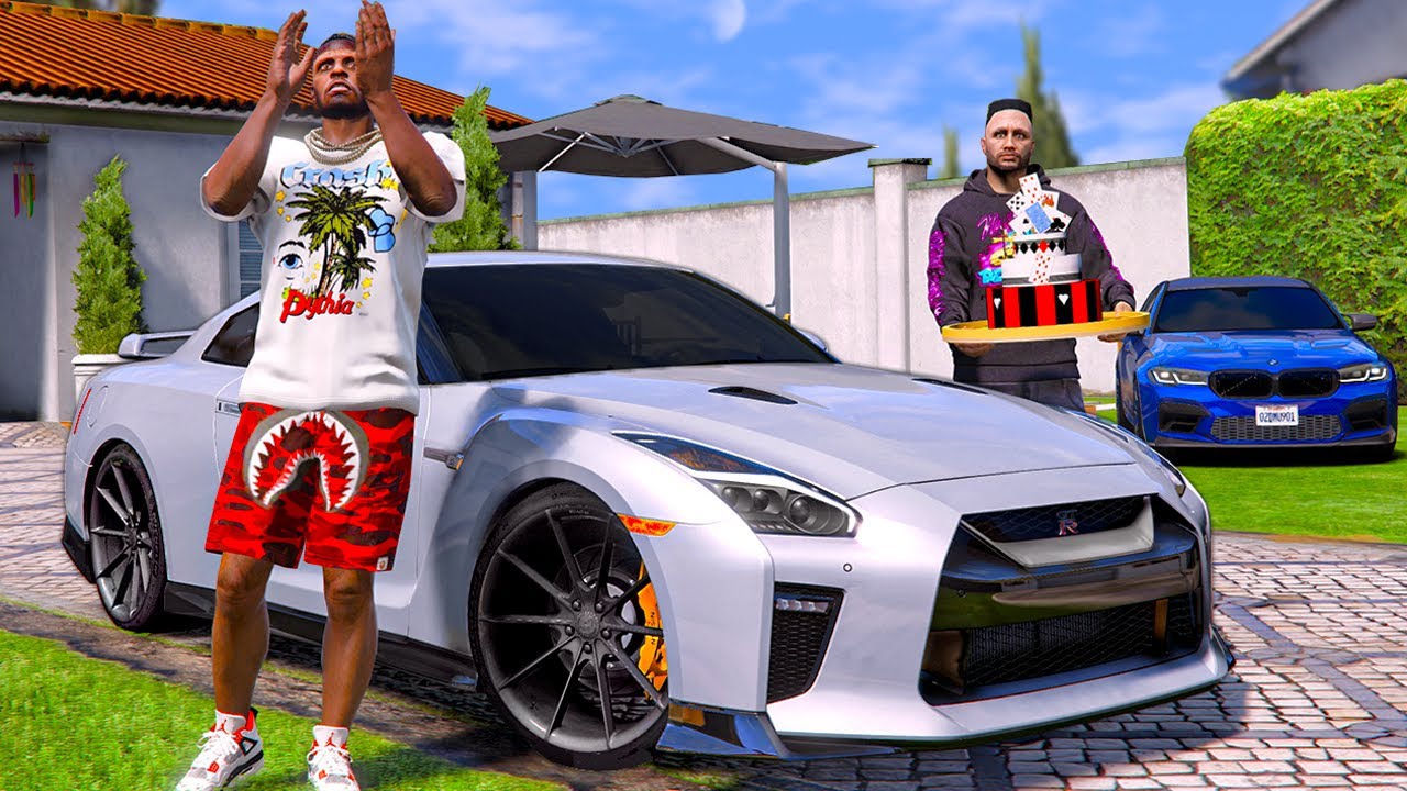 РЕАЛЬНАЯ ЖИЗНЬ В GTA 5 - ПОДАРИЛ ГАРВИНУ МАШИНУ ЕГО МЕЧТЫ! NISSAN GTR НА ВЫХЛОПЕ! 🌊ВОТЕР