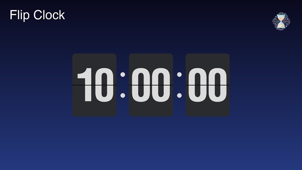 10 Hour Timer ⏱️ Midnight Blue Flip Clock | Ultimate timer Timer - ChronoFlow