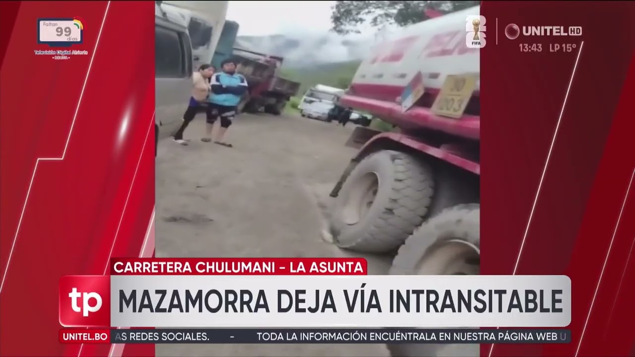 La Paz: Mazamorra en la carretera Asunta–Chulumani deja la ruta intransitable