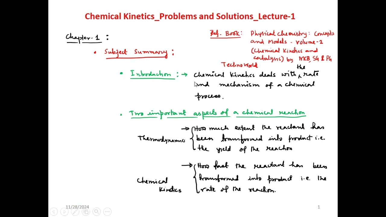 Chemical Kinetics Problems and Solutions: Lecture 1