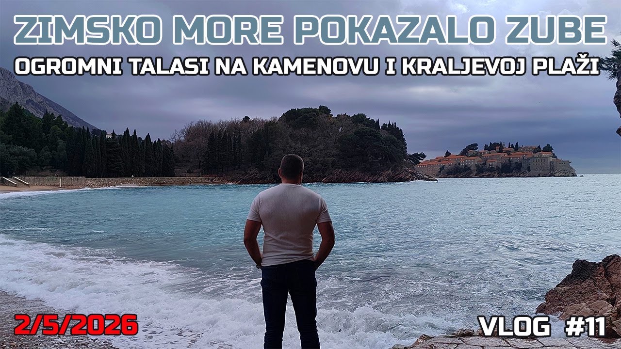 Zimsko more pokazalo zube 🌊 Ogromni talasi na Kamenovu i Kraljevoj plaži - VLOG #11 #budva #waves