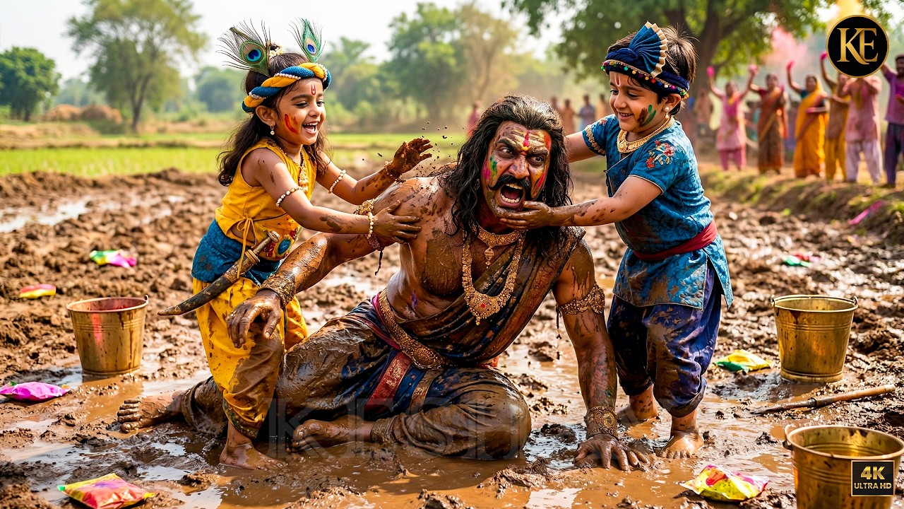 होली के दिन जब बाल कान्हा और बलराम ने कंश को नहलाया किचर में || YMKN || Shree Krishan leela