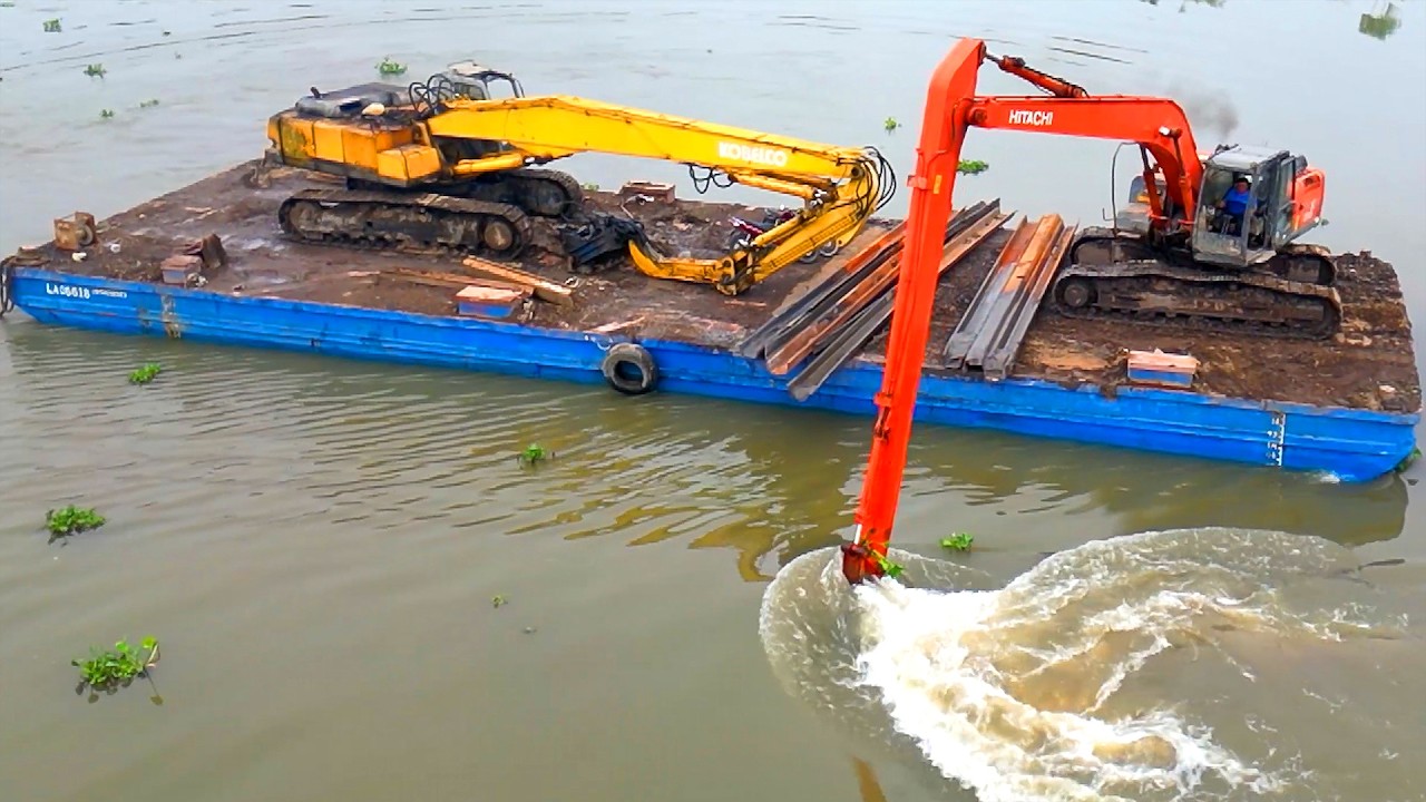 XE MÁY XÚC LÀM VIỆC THỰC TẾ | PHỐI HỢP LÀM LỘ, LÊN XUỐNG RƠ MOÓC, BƠI PHÀ |EXCAVATOR WORKING 4K #658