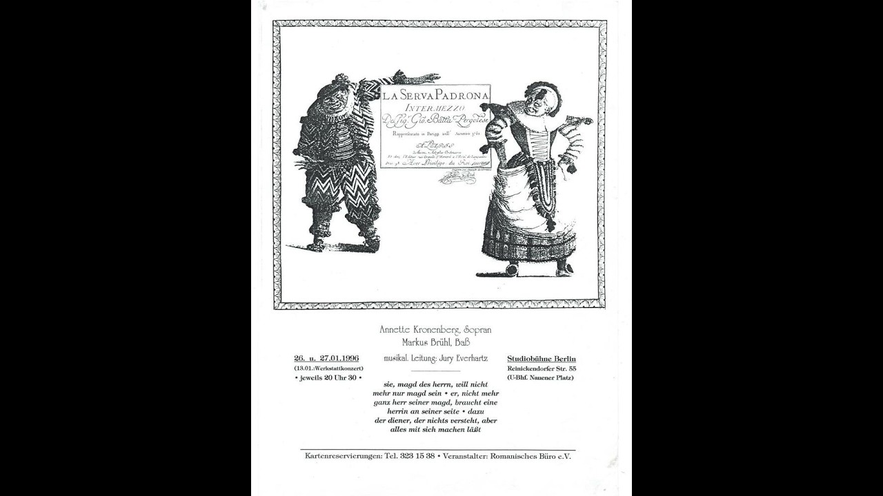 Giovanni Battista Pergolesi: La Serva Padrona | Neue Studio Bühne Berlin - Livemitschnitt von 1996
