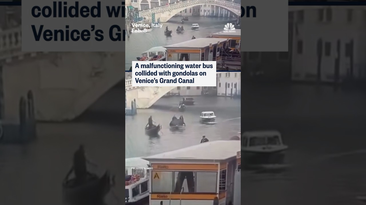 A malfunctioning water bus collided with gondolas on Venice's Grand Canal