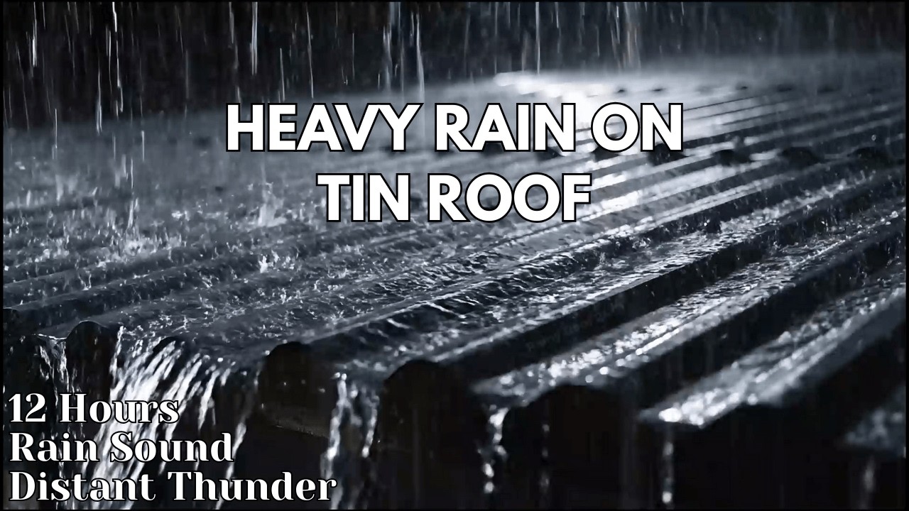 NO ADS LIVE 12 HOURS Heavy Rain on a Tin Roof | Sleep Aid • Study • Relax #SleepAid #Rain #Relax