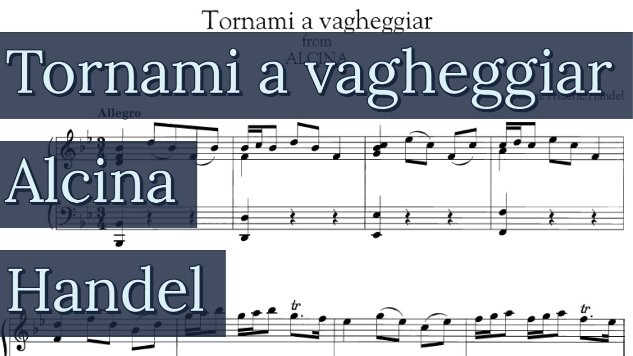 Tornami a vagheggiar Piano Accompaniment Handel Alcina Karaoke High Voice