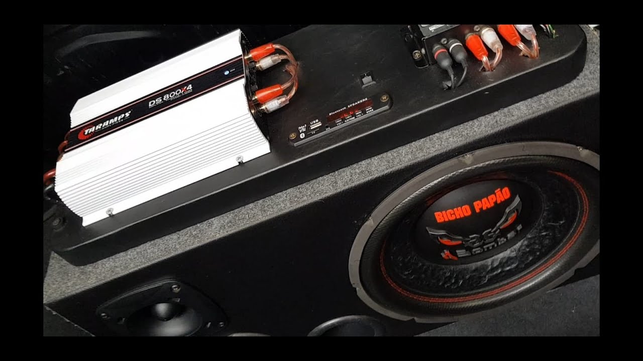 caixa trio bicho papao 600w rms de 12 ds 800x4 tocando forte