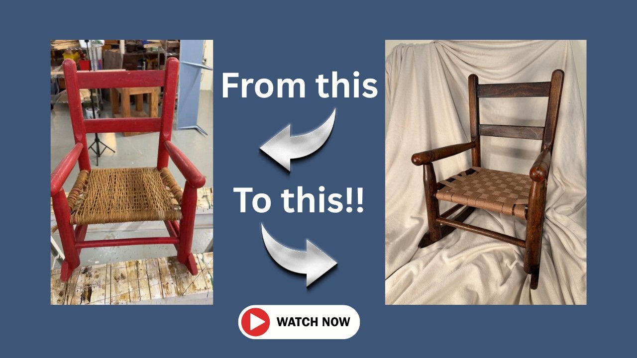 From Bright Red to Timeless Walnut | Restoring a 70+ Year Old Toddler Rocking Chair