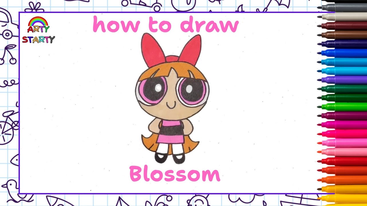 How To Draw Blossom | The Powerpuff Girls | Artystarty