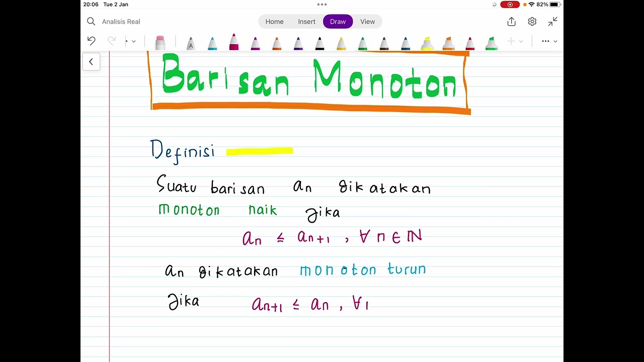 Analisis Real 1|Barisan Monoton|Definisi dan Contoh