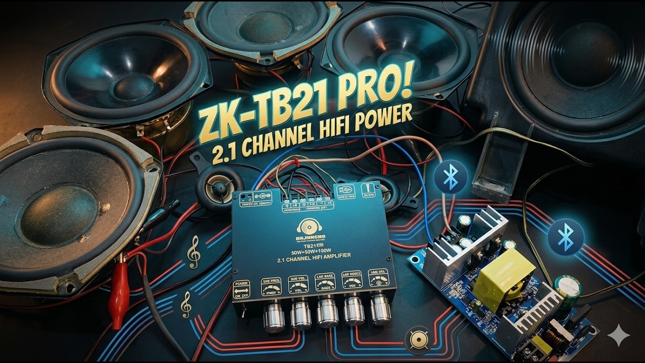 Best of the best ZK-TB21 PRO 2.1 Bluetooth Amplifier 50W + 50W + 100W Review, Sound Test (DAJUNGUO)
