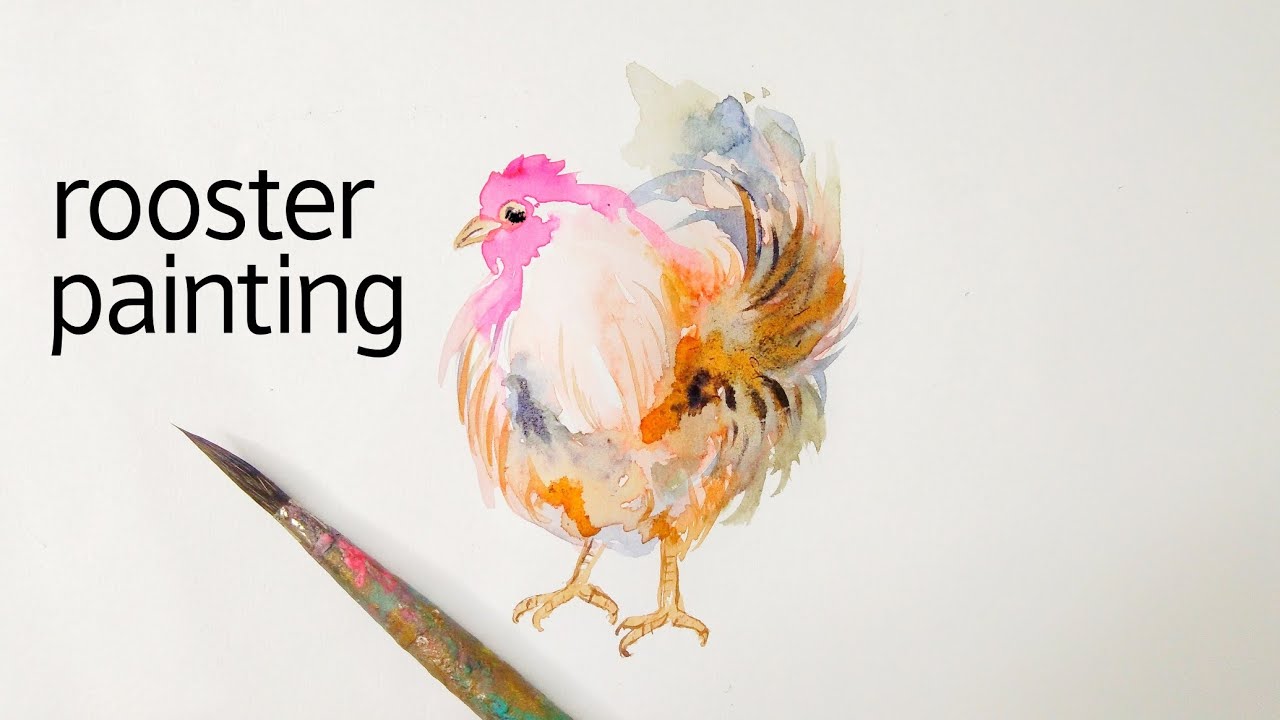 watercolor rooster 🐓 for beginners step by step | cock painting