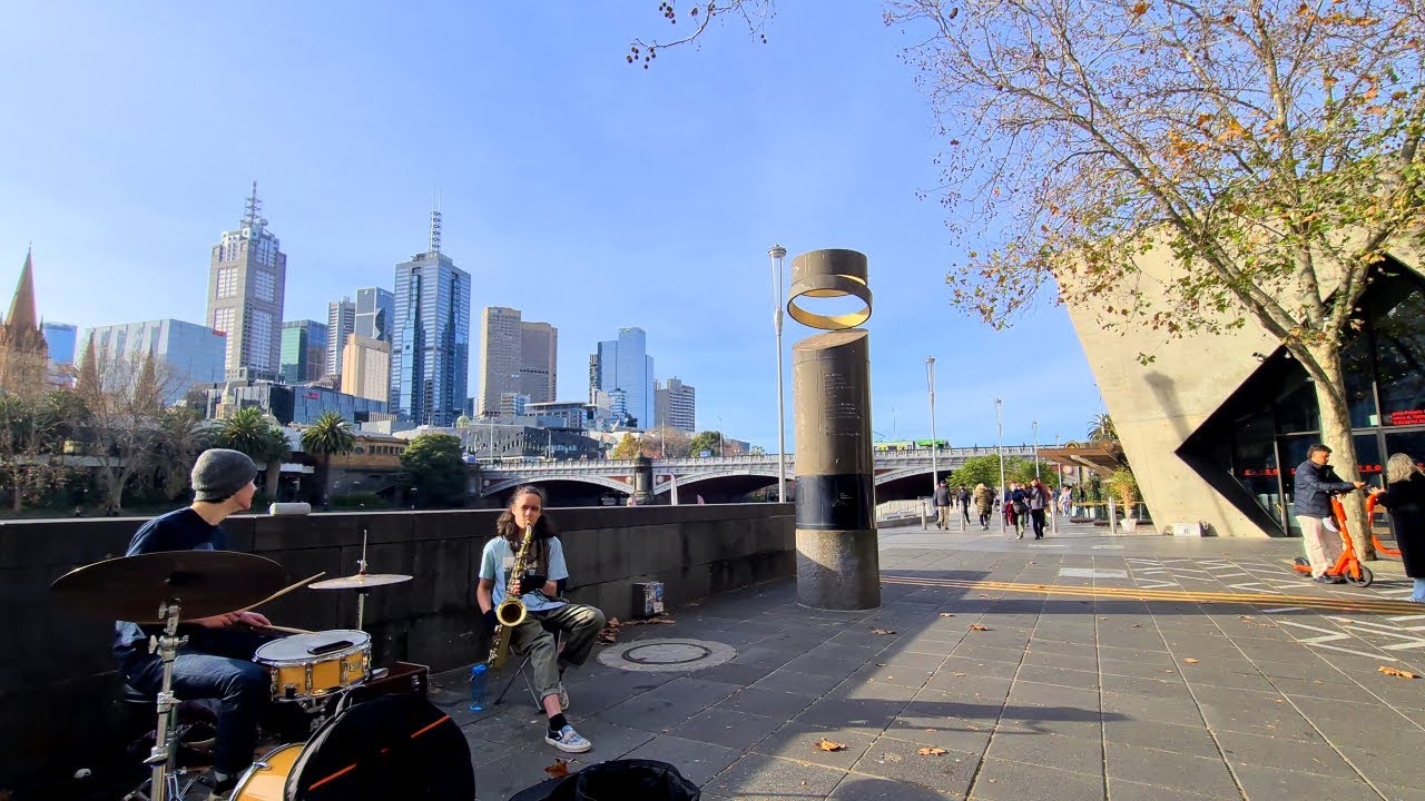Southbank Walking Tour, Yarra Promenade, Melbourne Australia 4K
