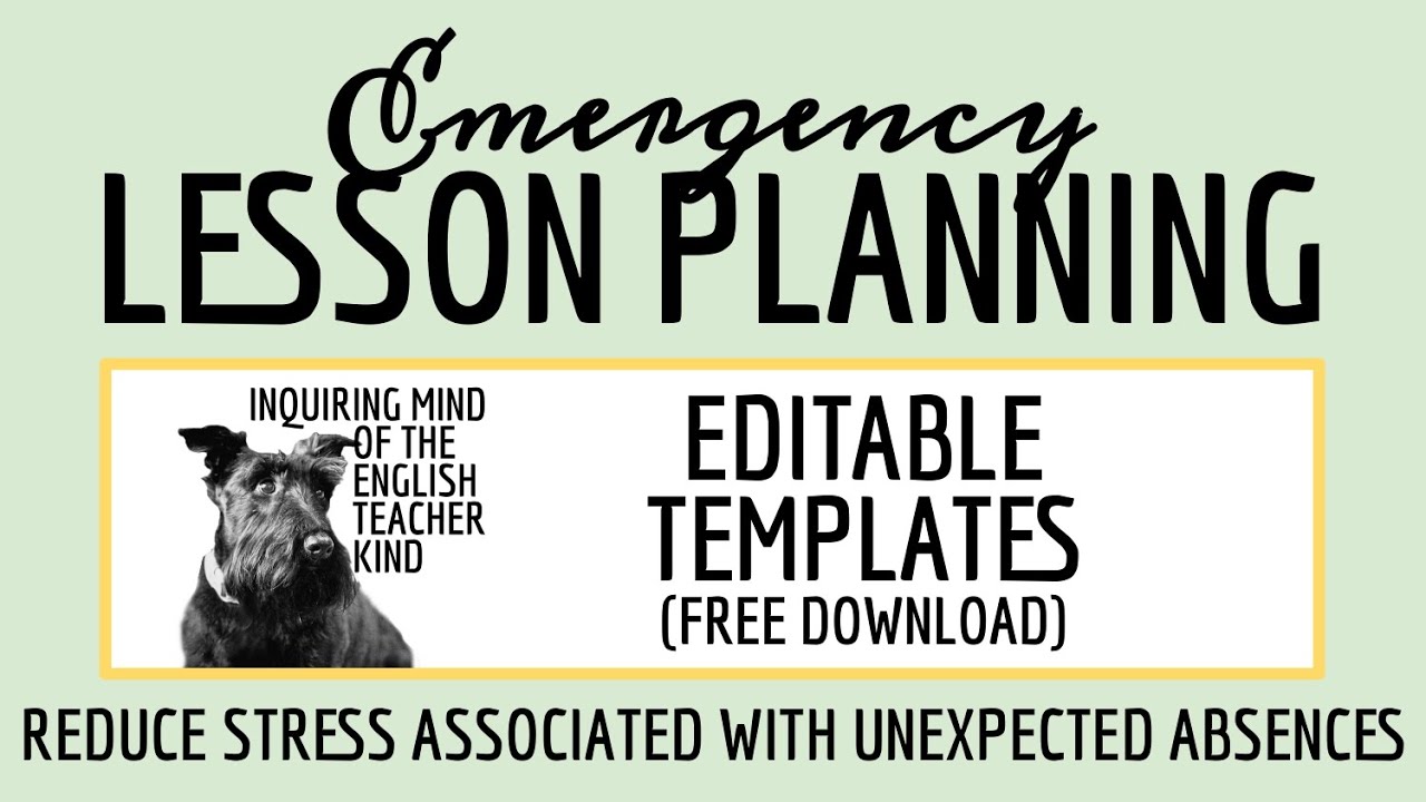 Emergency Lesson Planning Templates for High School English Teachers (Free Download)