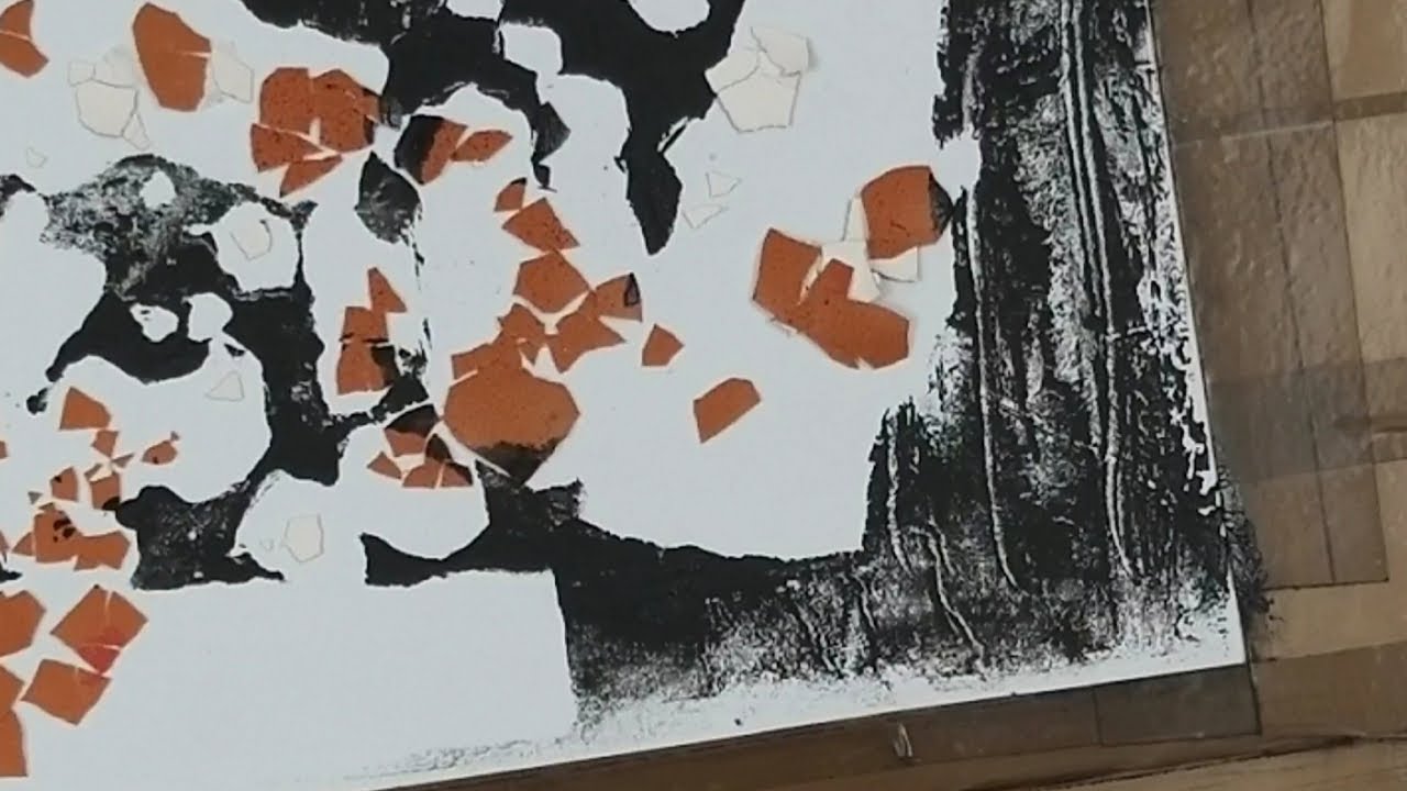 Dan Tirels  Monoprinting with plastic bags and eggshells ? Recycled art materials.