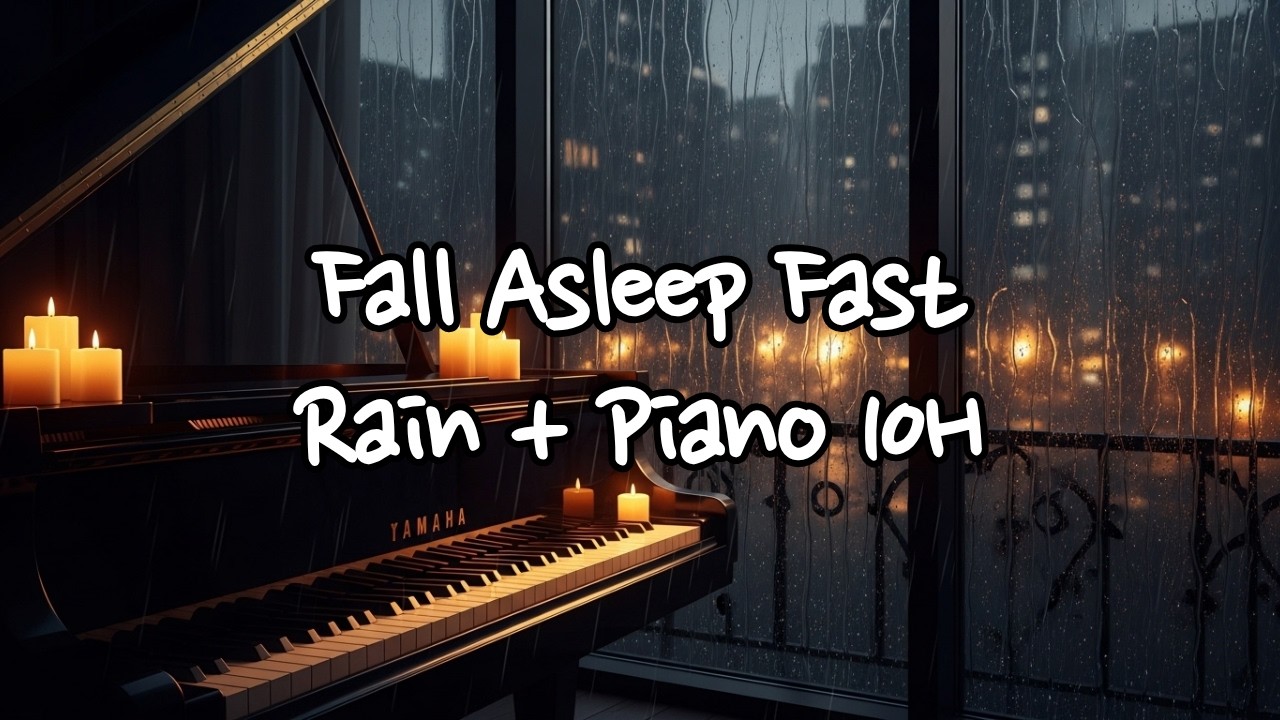 🎹🌧 Rain & Piano Sleep Music | Cozy Candlelight Rain for Deep Sleep (10 Hours)