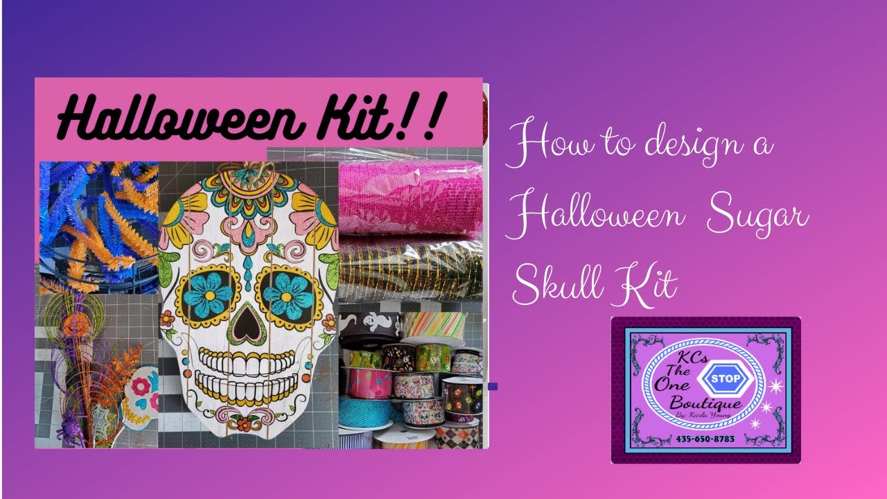How to make a Sugar Skull Halloween Kit, sugar skull mesh wreath kit,