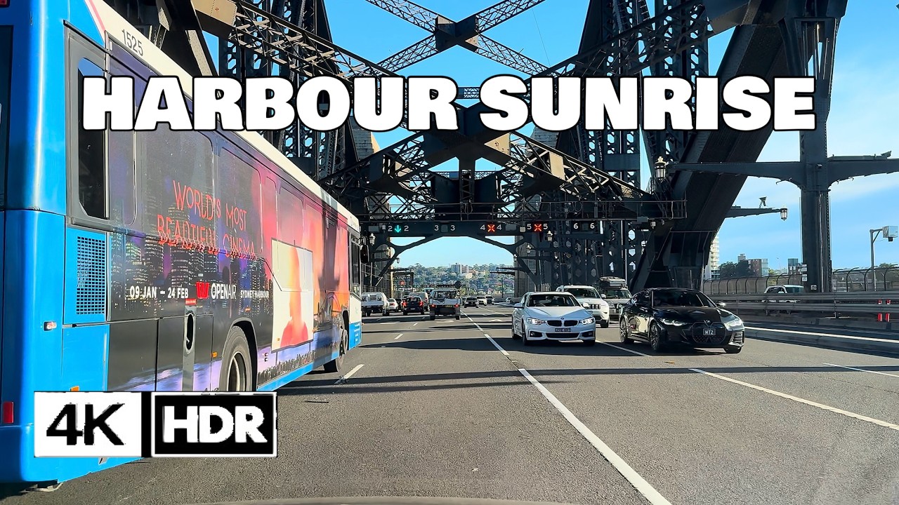 SUNRISE Harbour Bridge Sydney Drive 4K HDR 60FPS POV | Belmore &rarr; North Sydney &rarr; Chatswood