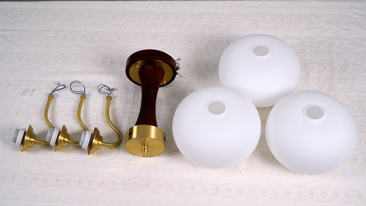 Brass and Wood Persimmon Ceiling Lamp – Installation Video
