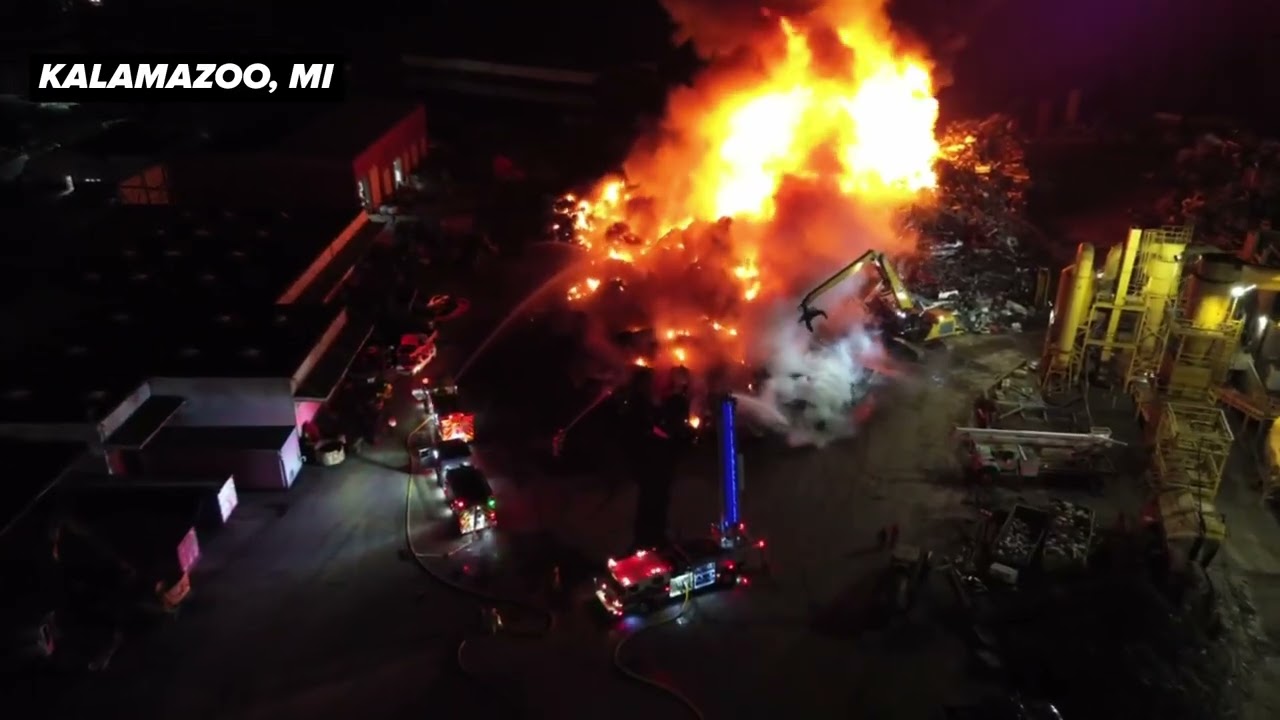 Large fire still burning at Kalamazoo recycling plant