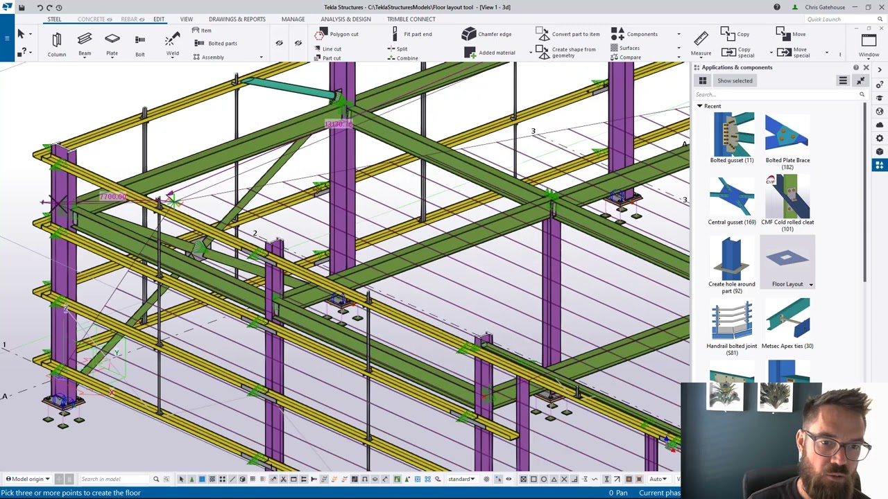 Tekla Structures - Floor layout tool - quickly model decking and cladding