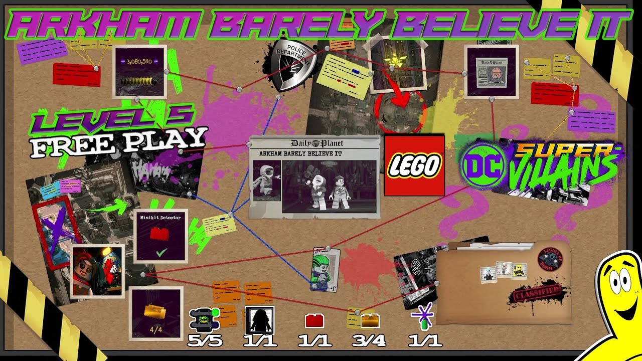 Lego DC Super-Villains: Level 5 / Arkham Barely Believe It FREE PLAY (All Collectibles) - HTG